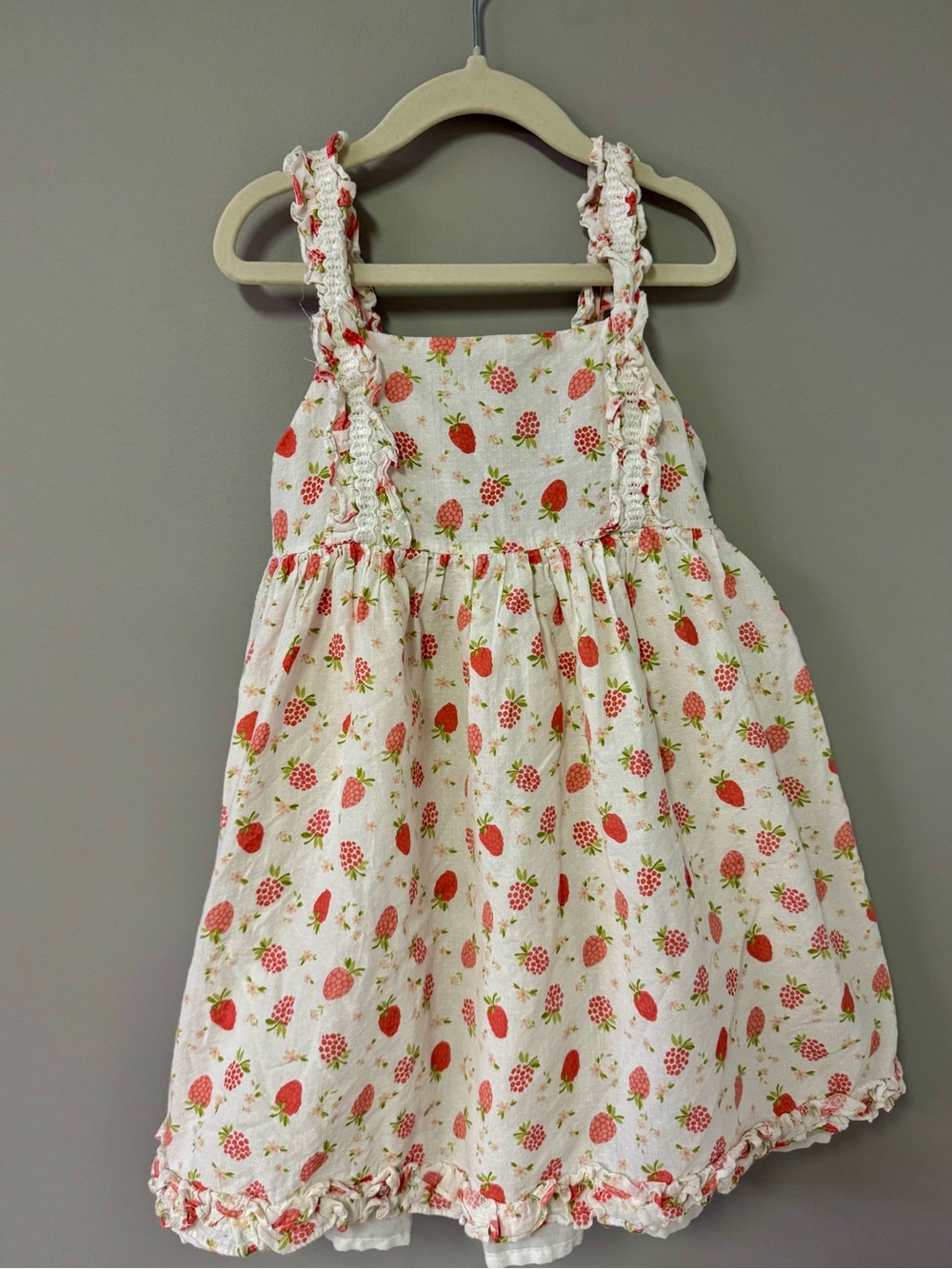 Joie White Dress with Strawberry Print